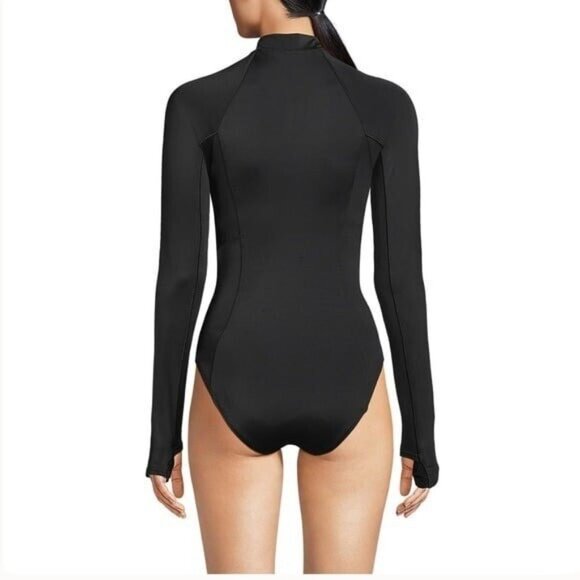 Lands End Black Long-Sleeve Swimsuit - Picture 6 of 7